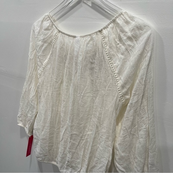 Xhilaration Gauzy Embroidered Bohemian White Blouse Women’s Large - Picture 7 of 8